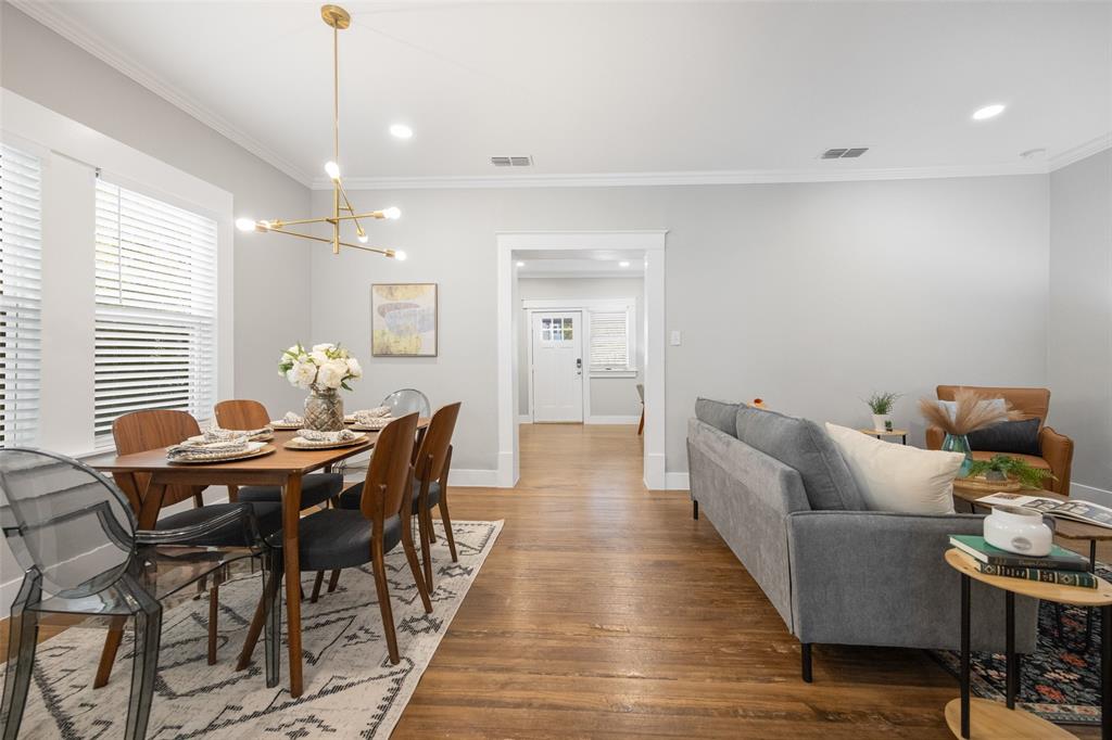 813 Elsbeth Street Dallas, TX 75208 - Photo 18 of 35 Dining Room & Den Open to the Kitchen