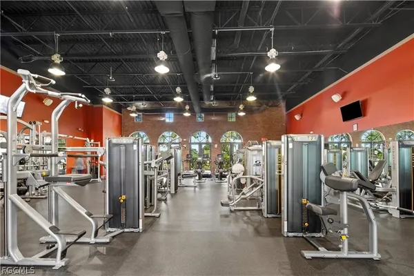 a view of a room with gym equipment
