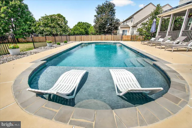 a view of outdoor space and swimming pool