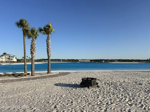 a view of a terrace with a water view