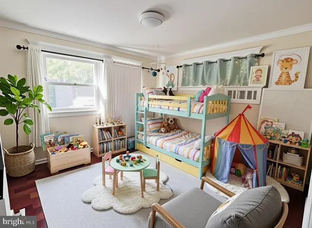 a swimming pool with wooden stairs and bench