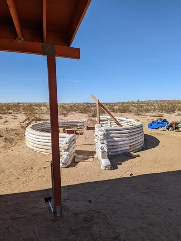 a view of a terrace with sky view