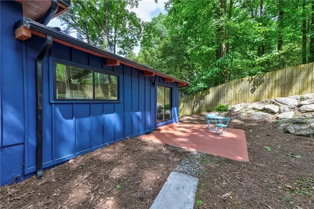 a view of a park with a trees