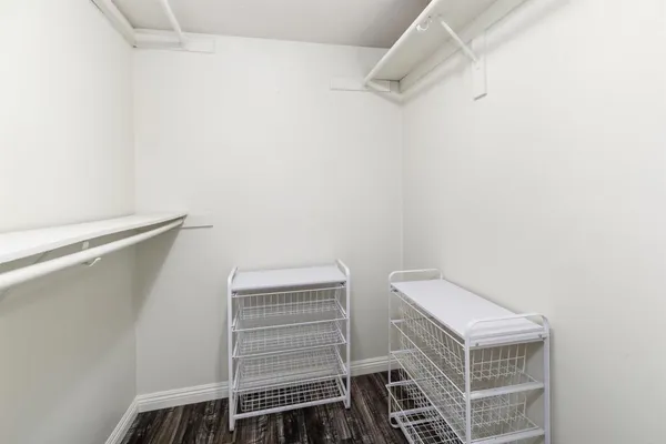 a view of storage and utility room with racks on the wall