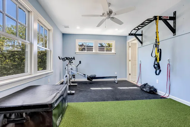 a view of a room with gym equipment