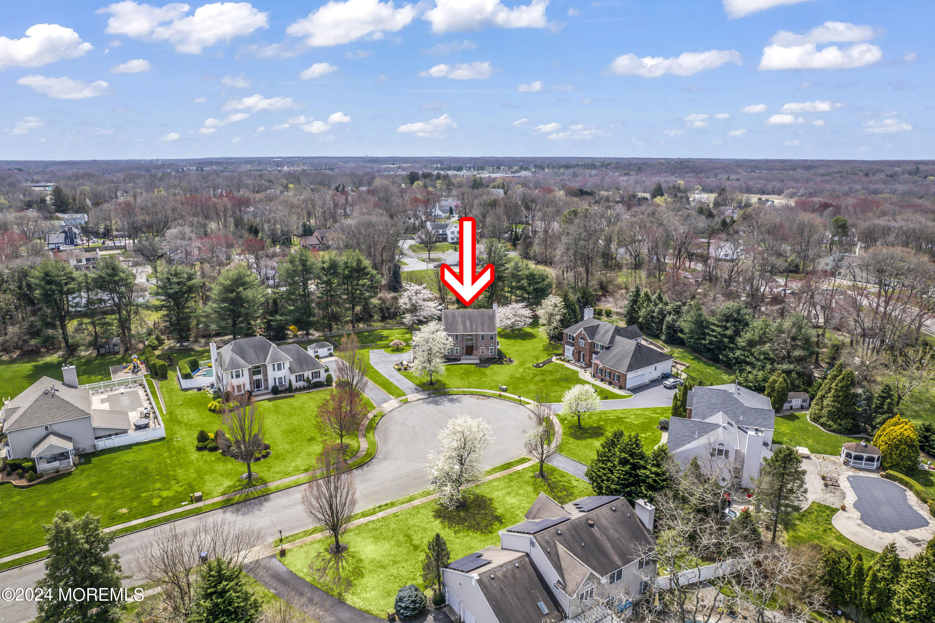 2805 Newman Way Wall, NJ 07719 - Photo 30 of 31 an aerial view of a house with a swimming pool outdoor seating and yard