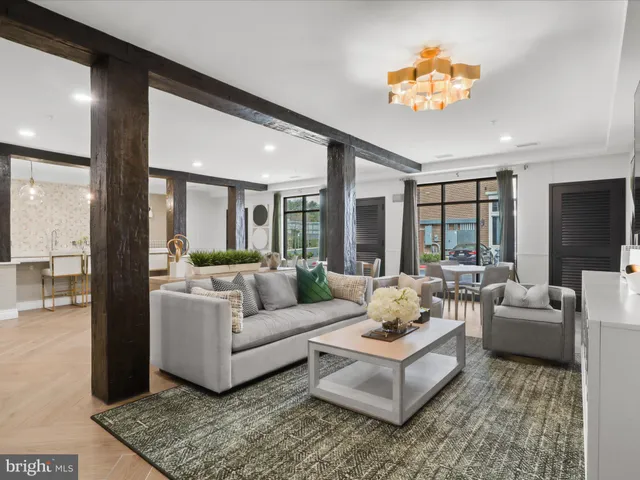 a view of a building with brick walls