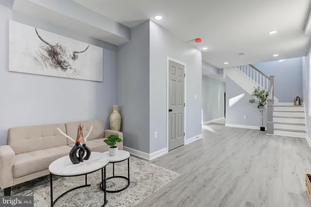 a living room with furniture