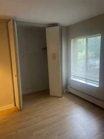 an empty room with windows