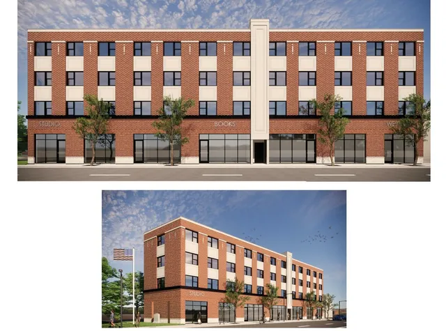 a front view of a building