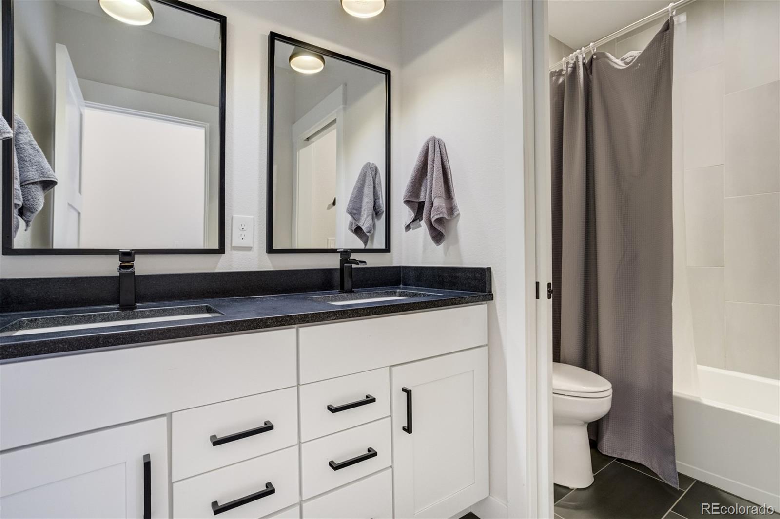 1287 Kelso Place Colorado Springs, CO 80921 - Photo 32 of 50 a bathroom with a sink a toilet and a mirror