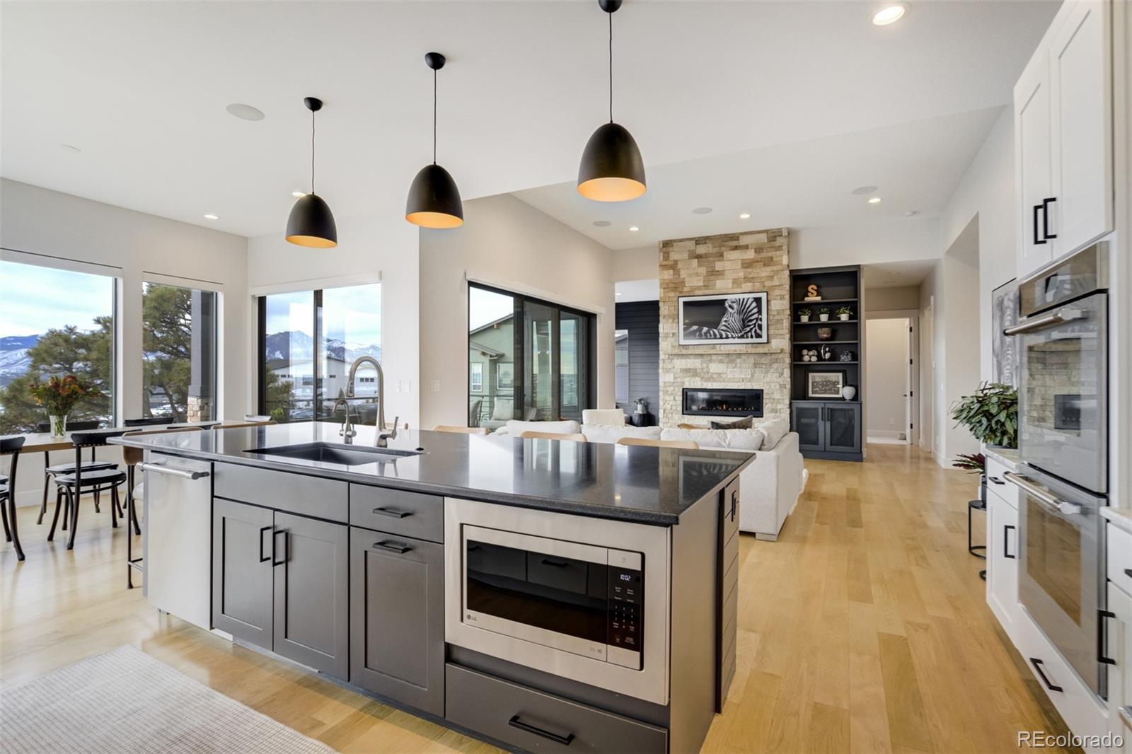 1287 Kelso Place Colorado Springs, CO 80921 - Photo 10 of 50 a kitchen with stainless steel appliances granite countertop a stove and a view of living room