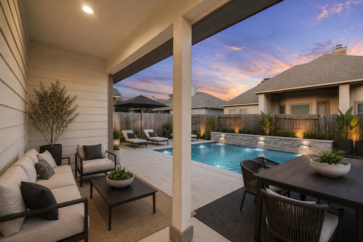 203 Hampton Glen Road Montgomery, TX 77356 - Photo 2 of 35 Plenty of room to add a pool and create your ideal outdoor retreat—perfect for enjoying hot Texas summers or relaxing after a round of golf. Pool shown is a conceptual rendering only and is not currently constructed.
