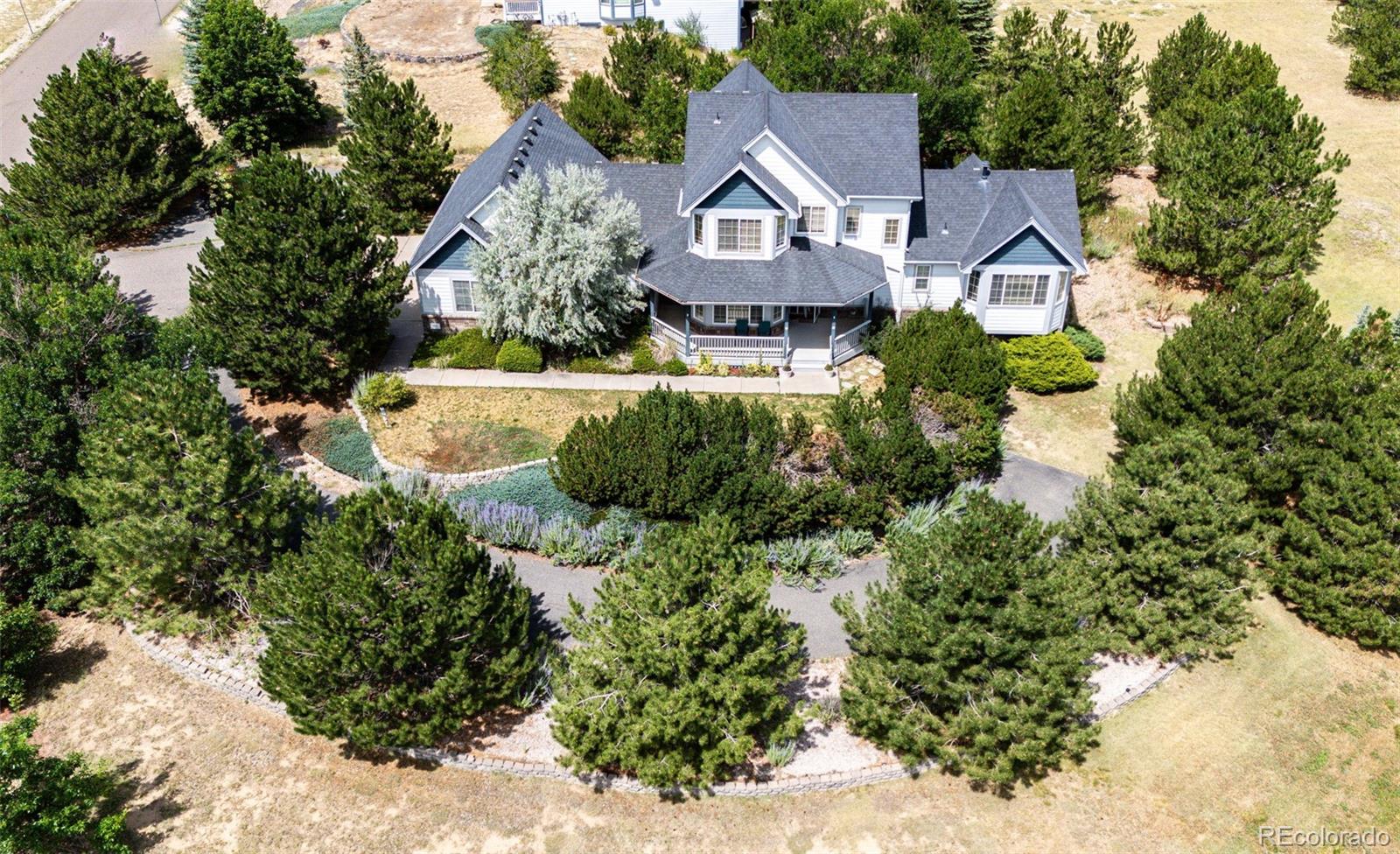 an aerial view of a house