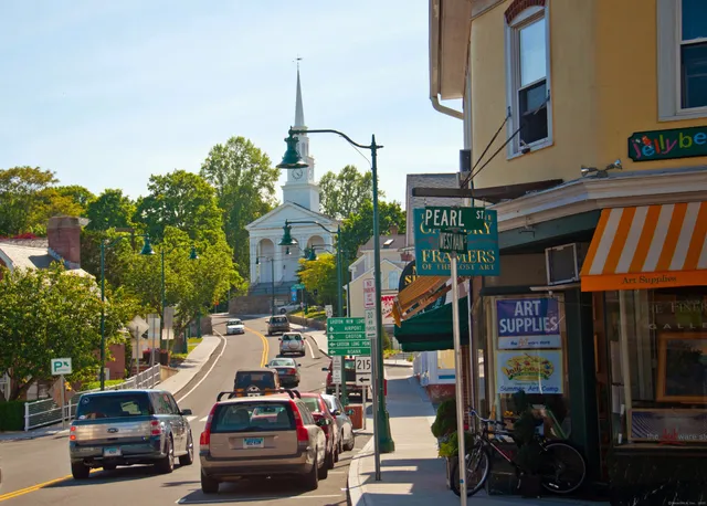 a car parked in front of a building
