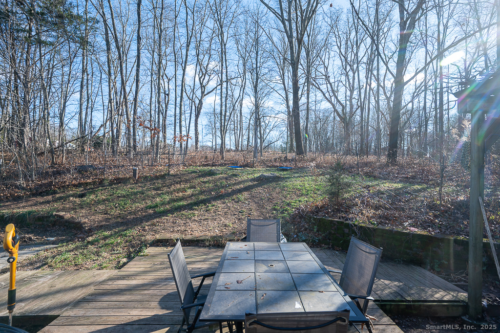 437 Somers Road Ellington, CT 06029 - Photo 32 of 40 a view of a backyard with lawn chairs under a large tree