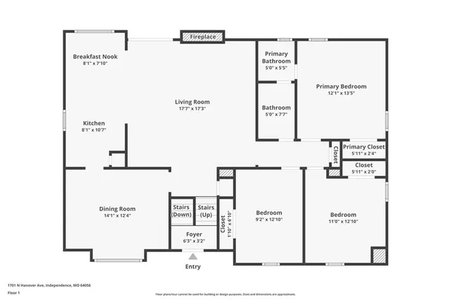 $1,845 | 1701 North Hanover Avenue, Independence, MO 64056