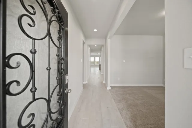 a large kitchen with cabinets