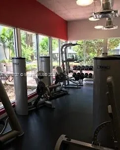 a view of a garden with a building