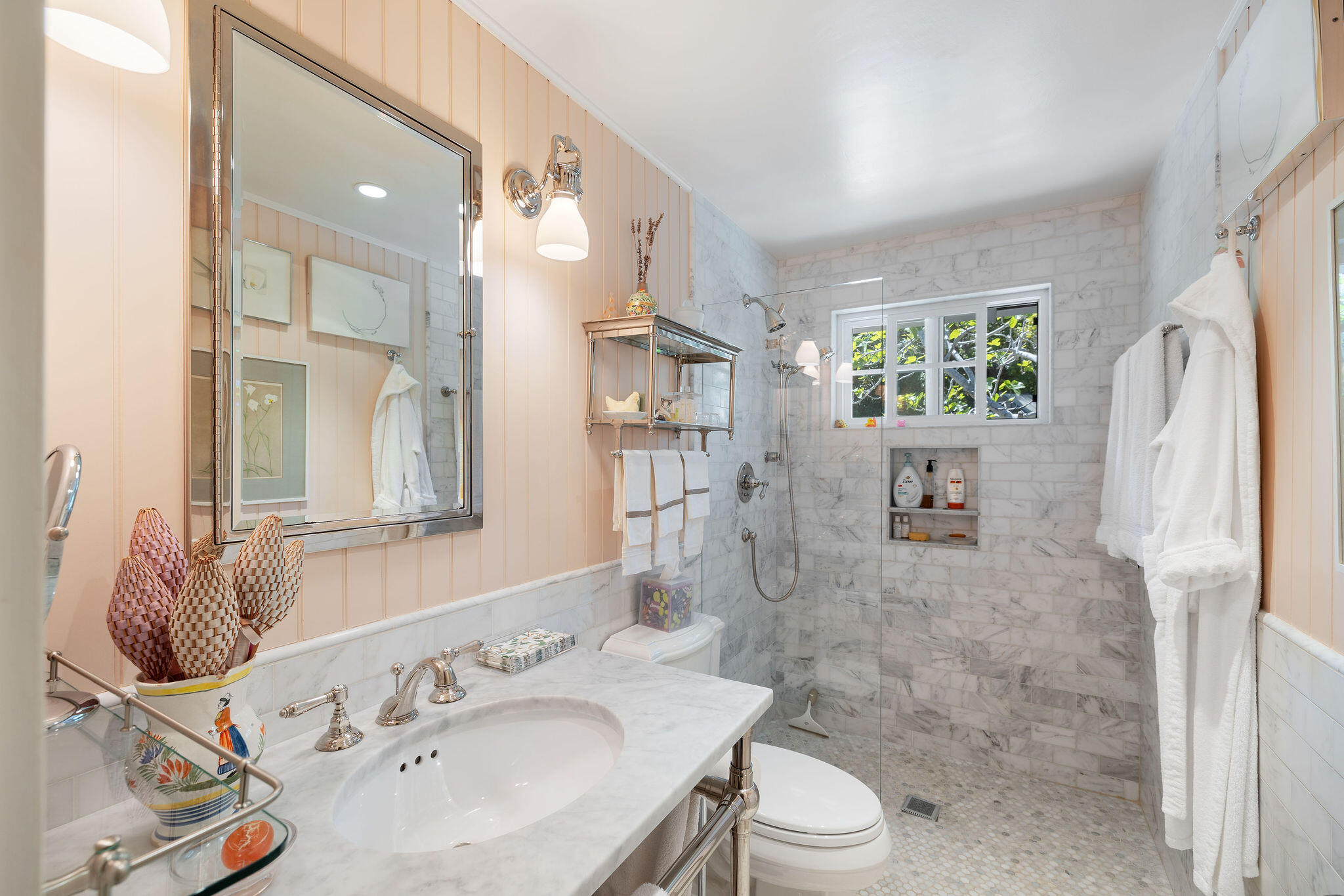 2868 East Valley Road Montecito, CA 93108 - Photo 21 of 34 a bathroom with a sink toilet and shower