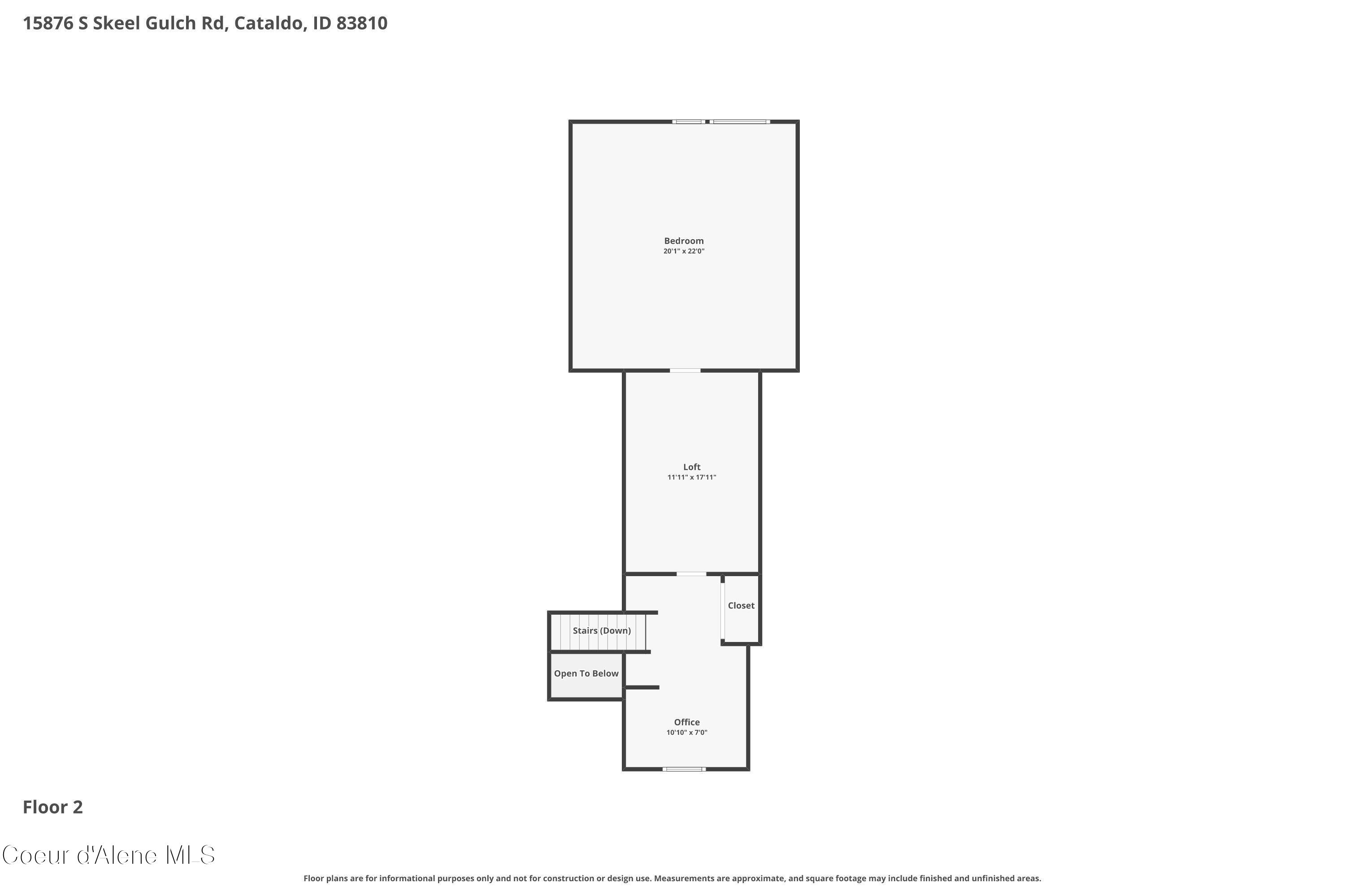 15876 South Skeel Gulch Road Cataldo, ID 83810 - Photo 63 of 64 Floor Plan Upstairs