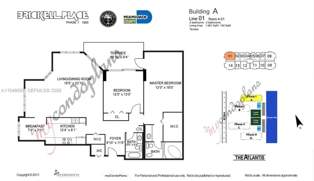$6,000 | 1865 Brickell Avenue, Unit A1501, Miami, FL 33129
