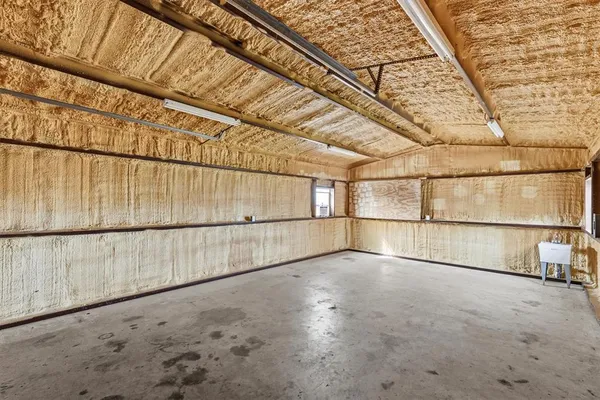 a utility room with a shower