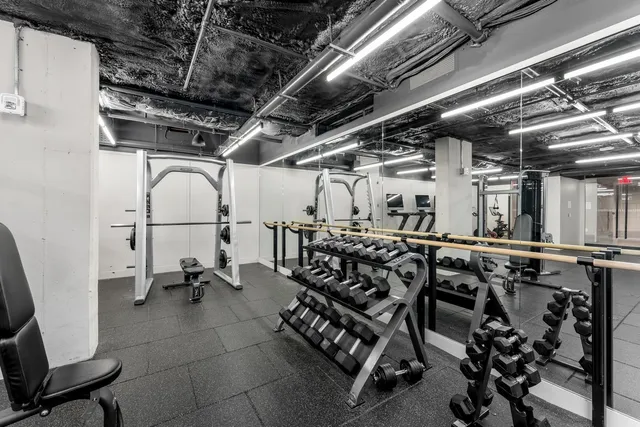 a view of a room with gym equipment