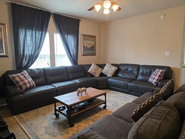 a living room with furniture
