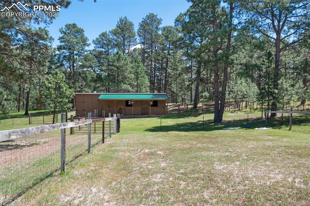 16635 High Tree Drive Elbert, CO 80106 - Photo 38 of 50 a view of a backyard with large trees