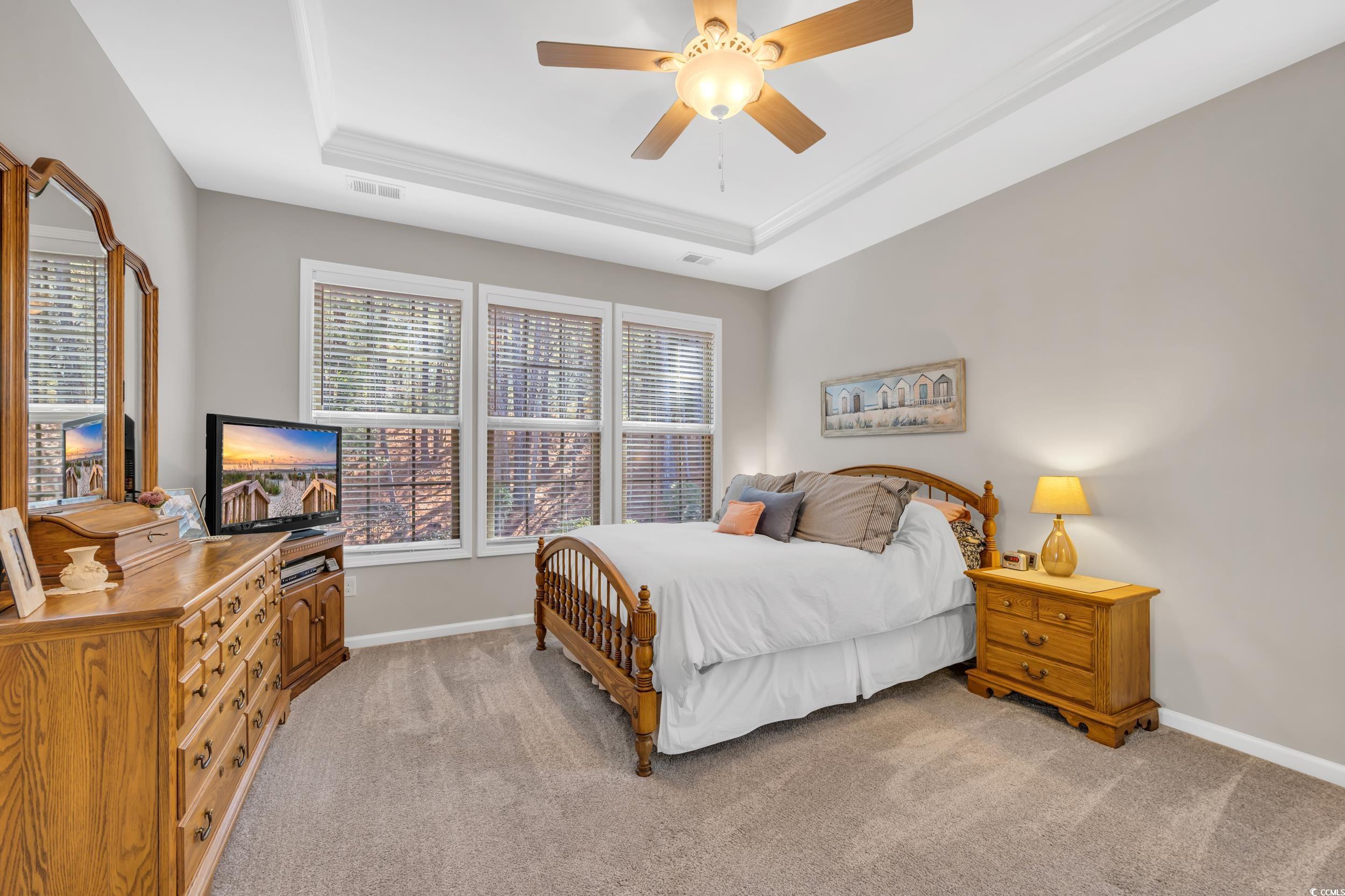 110 Summerlight Drive Murrells Inlet, SC 29576 - Photo 24 of 40 Bedroom with ceiling fan, a tray ceiling, and ligh
