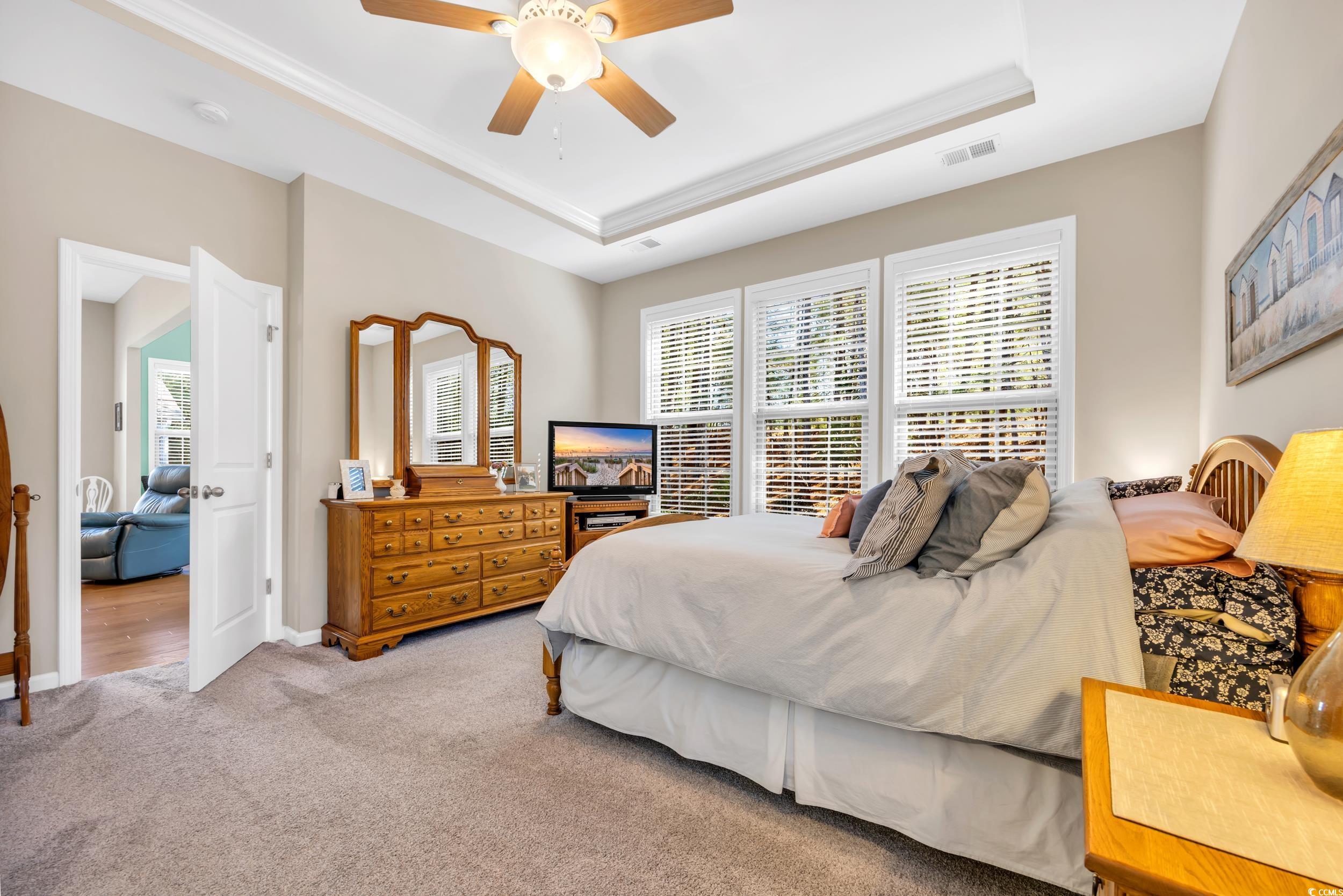 110 Summerlight Drive Murrells Inlet, SC 29576 - Photo 26 of 40 Bedroom featuring a raised ceiling, light carpet,