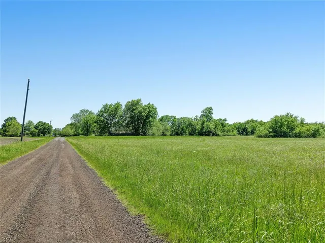 a view of a green field with clear sky