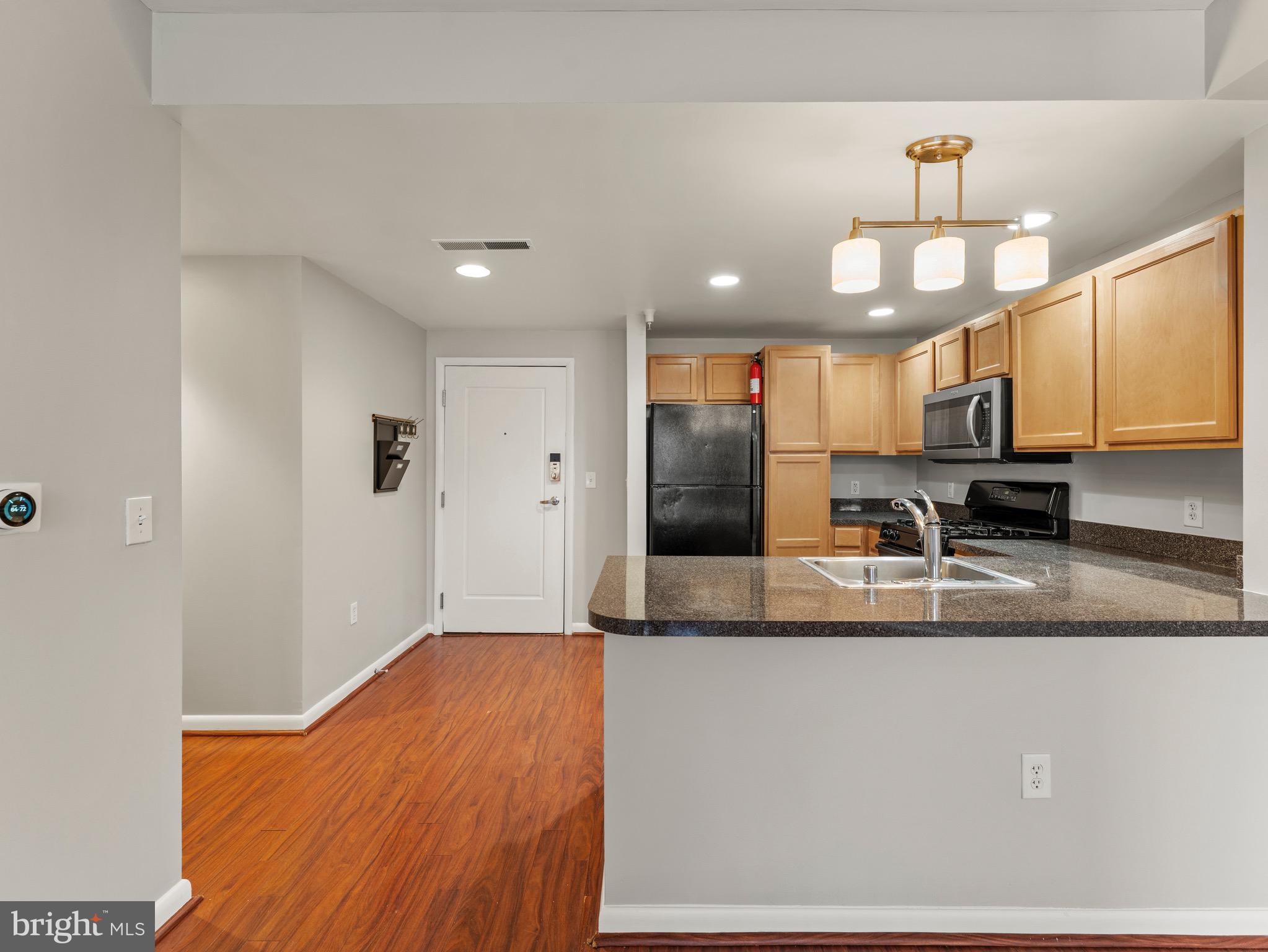 350 G Street Southwest, Unit N310 Washington, DC 20024 - Photo 3 of 26 a kitchen with stainless steel appliances granite countertop a sink a refrigerator and a granite counter tops