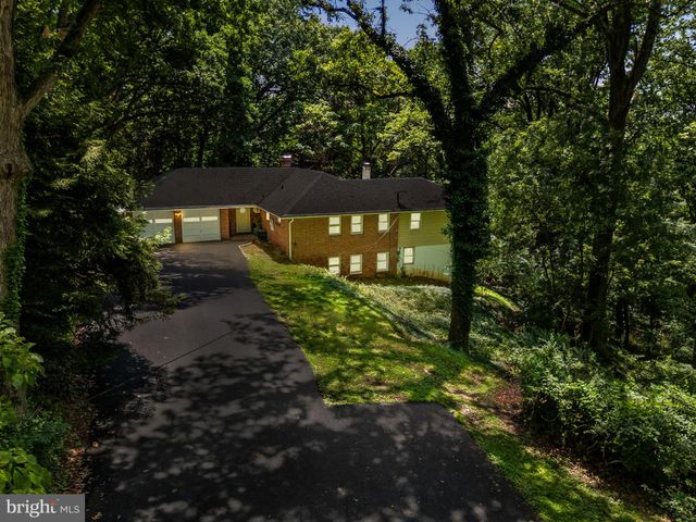 a view of a big yard with large trees