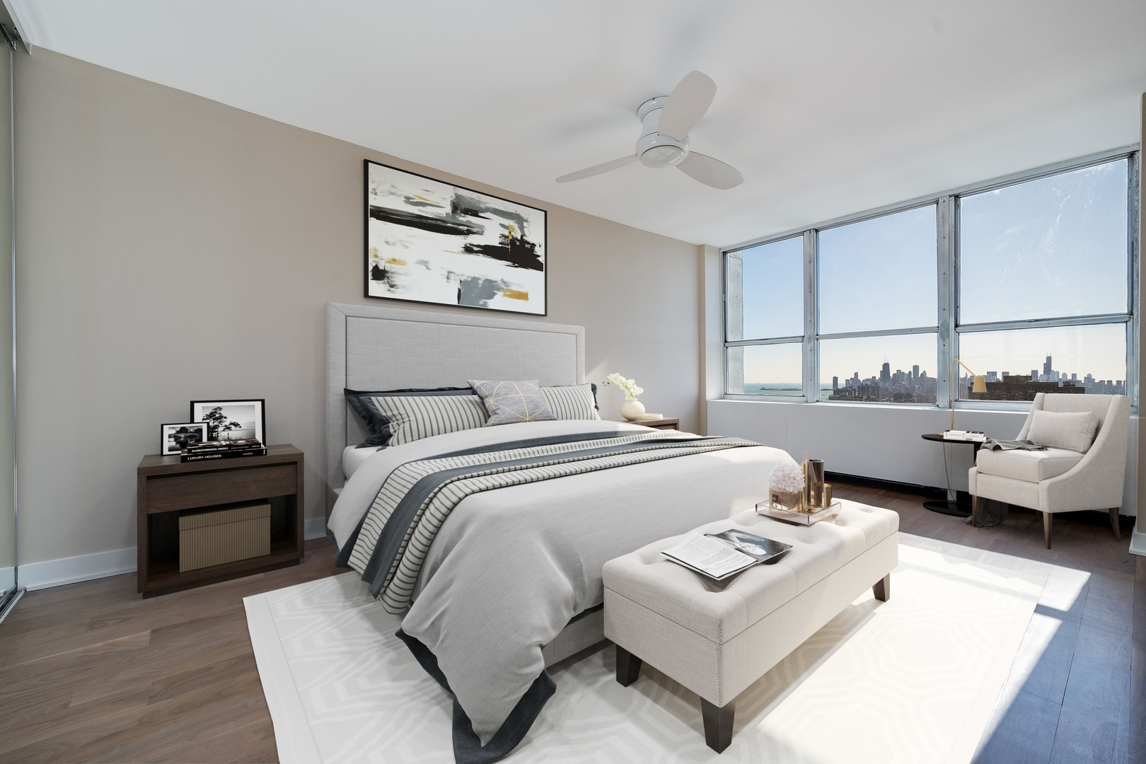 655 West Irving Park Road, Unit 5103 Chicago, IL 60613 - Photo 15 of 30 a bedroom with a bed and a couch