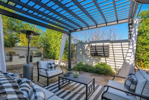 an outdoor space with garden view