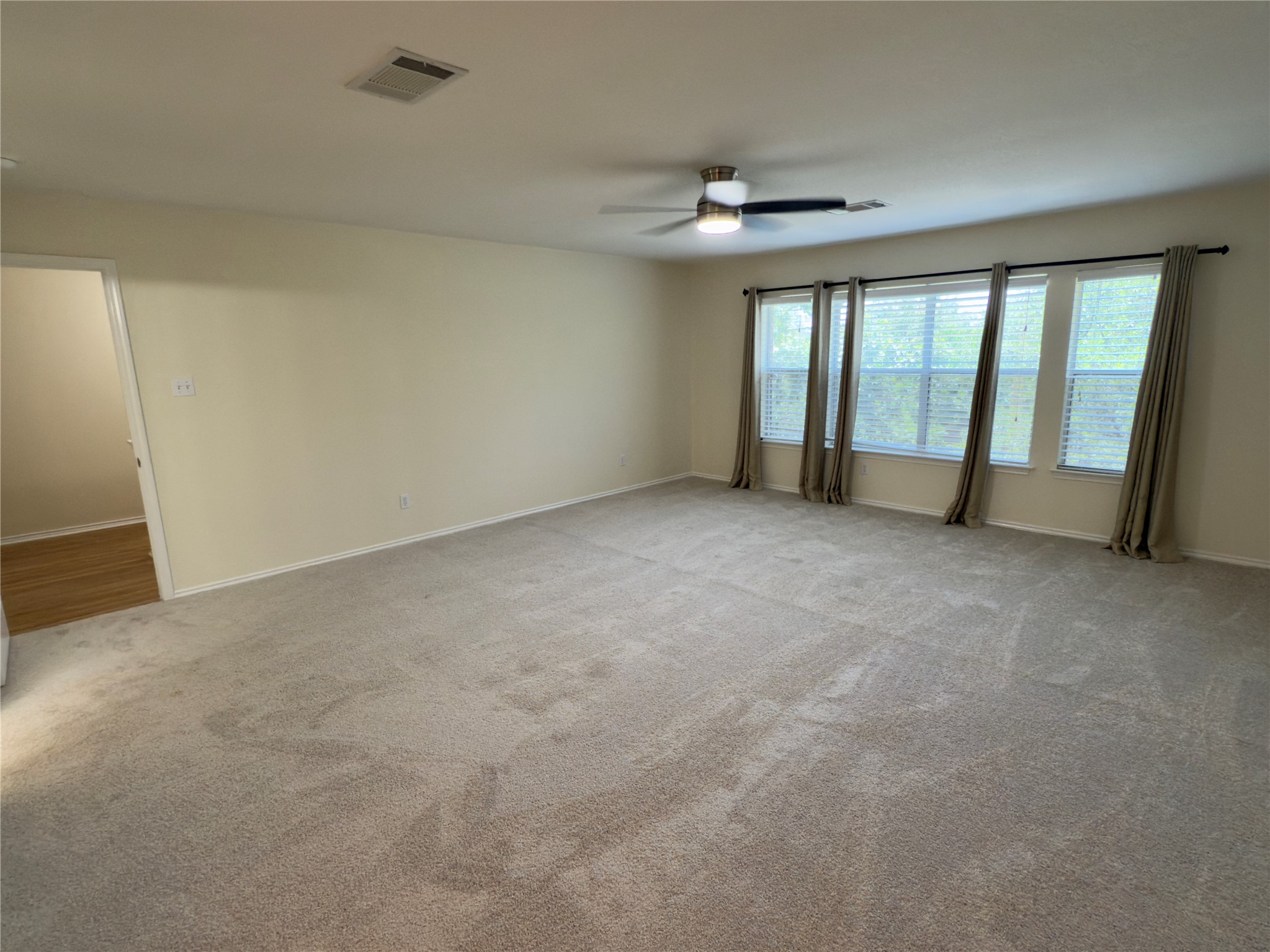 1206 Devil Ridge Cedar Park, TX 78613 - Photo 21 of 38 an empty room with windows and a ceiling fan