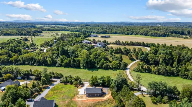 a view of a city with lush green forest