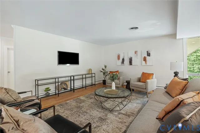 a living room with furniture