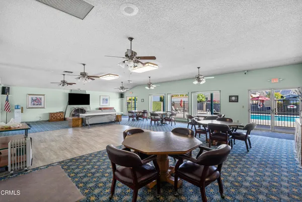a view of a dining area with furniture