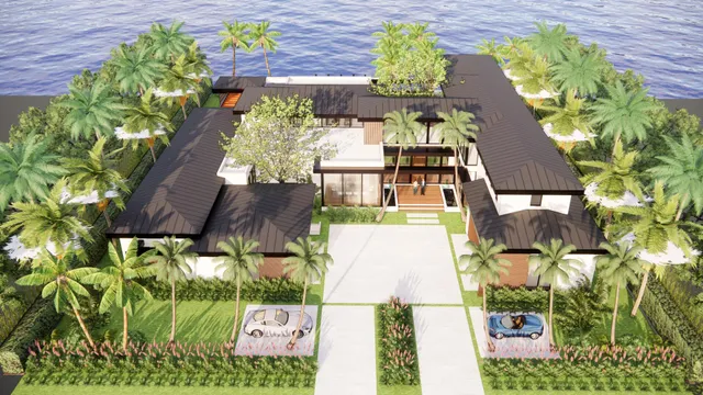 a view of house with swimming pool outdoor seating