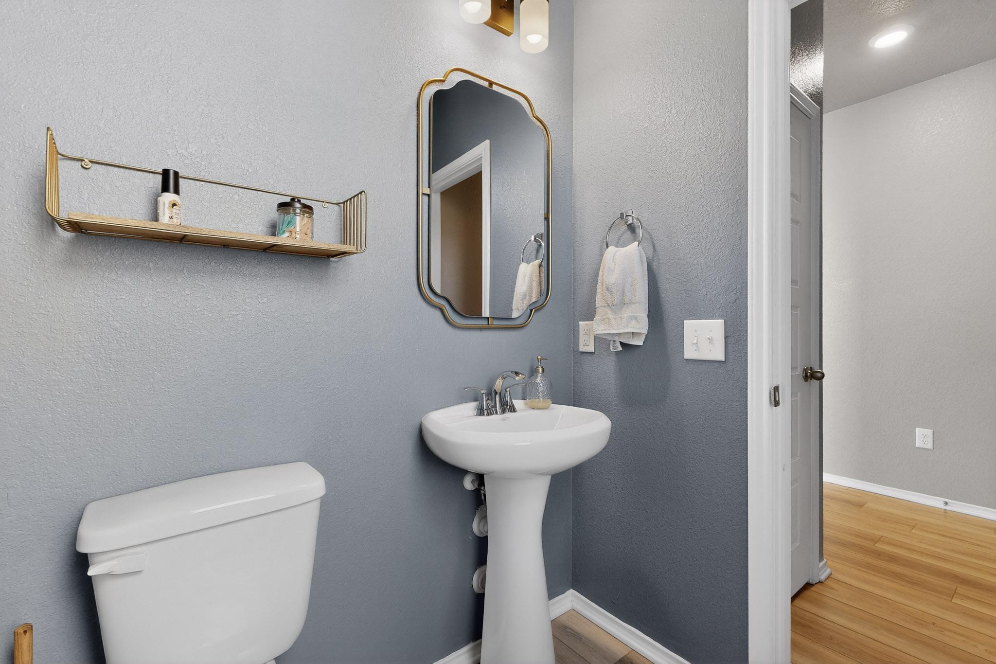 14513 Booted Eagle Pass Elgin, TX 78621 - Photo 6 of 33 Just off the entry is an updated powder bath with modern mirror and lighting is perfect for guests.