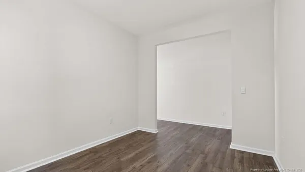 a view of small space with wooden floor