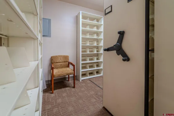 a view of a room with furniture and closet