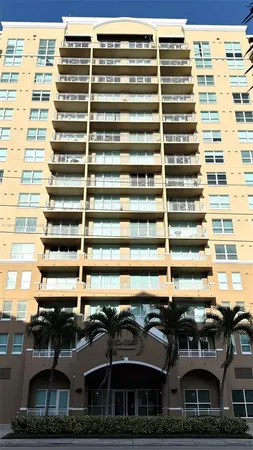 a front view of a building with balcony