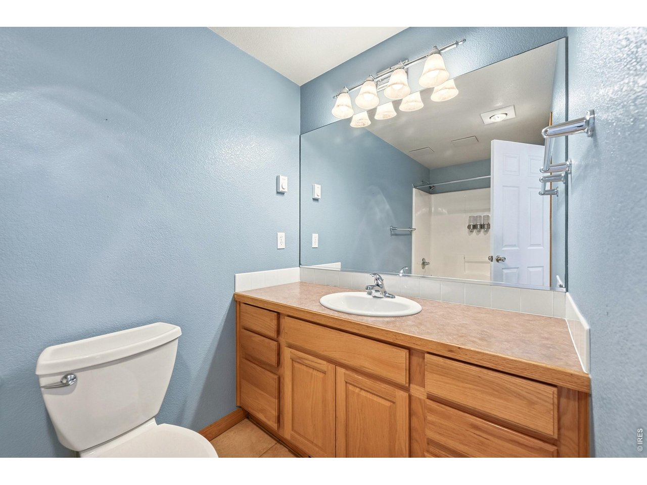 256 Choctaw Road Lyons, CO 80540 - Photo 37 of 50 a bathroom with a toilet a sink and a mirror