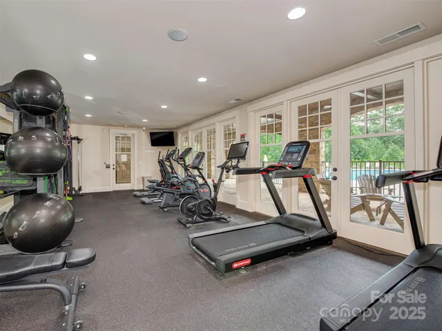 a view of a room with gym equipment