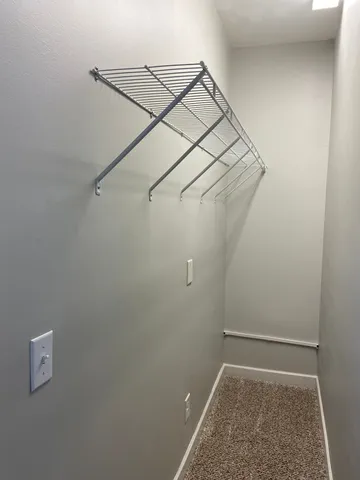 a view of small space with empty racks