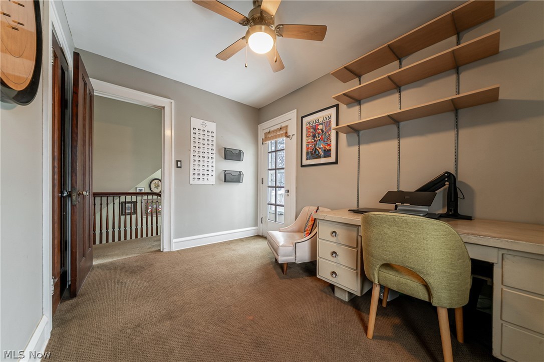 2904 Clarkson Road Cleveland Heights, OH 44118 - Photo 13 of 43 Office with dark colored carpet and a ceiling fan
